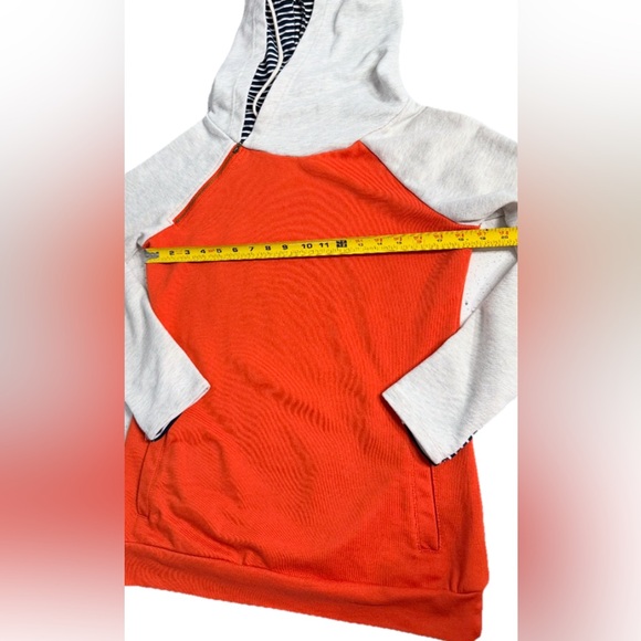 Vanilla Bay Doublehood Sweatshirt Women's S Orange/Gray/Striped Hoodie Thumbhole - Picture 6 of 9